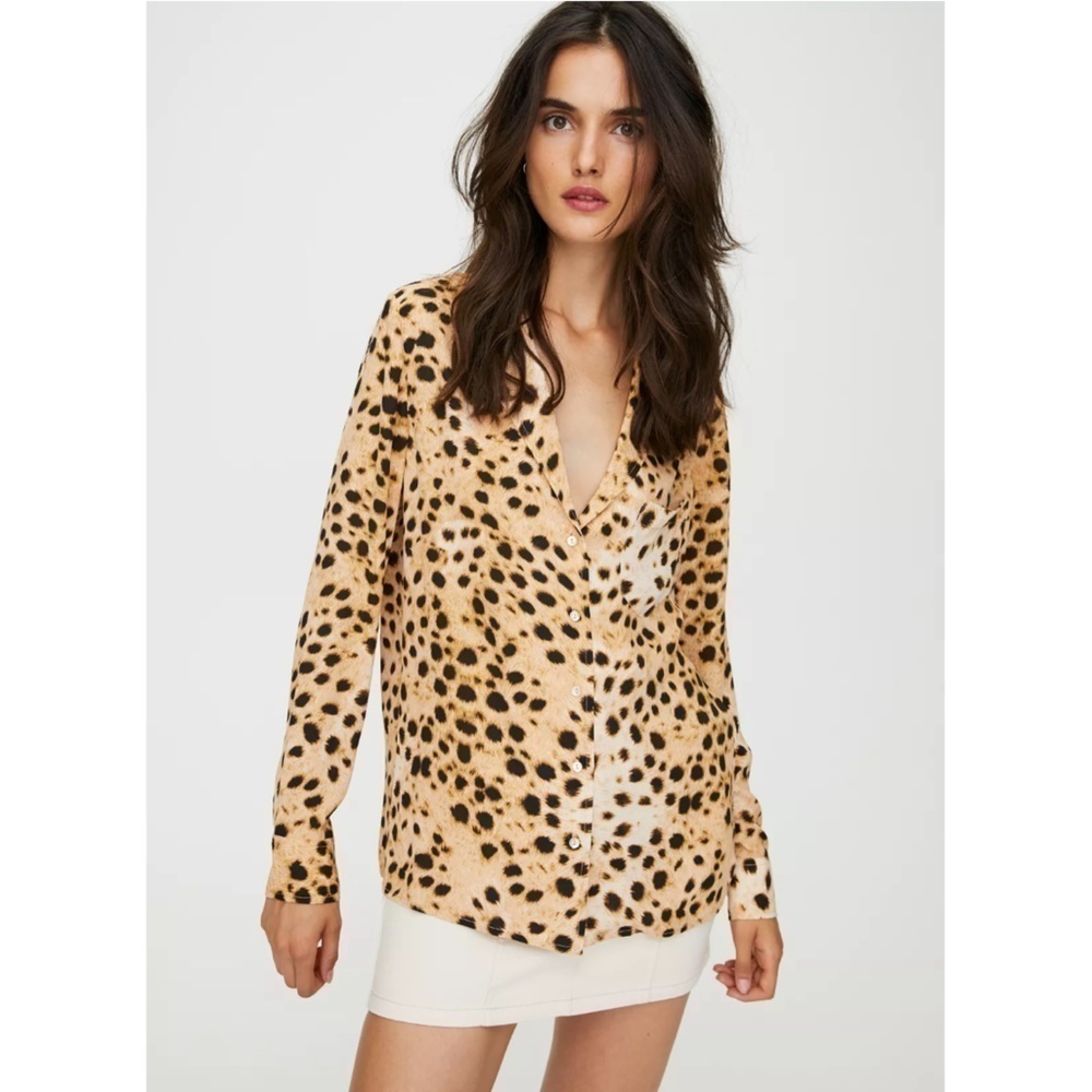 Wilfred Free | Briona Leopard Print Blouse Size Small Aritzia